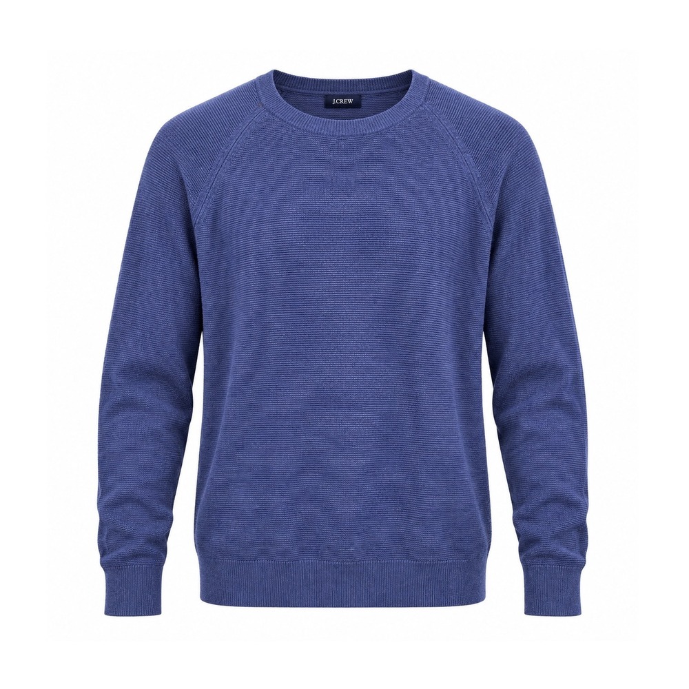 J.Crew Men's Waffle Knit Lightweight 100% Cotton Crewneck Sweater Blue, Medium